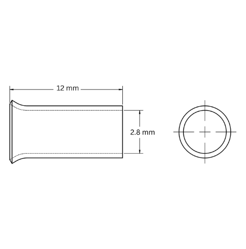 Bootlace Ferrule Uninsulated Single, 4mm2, 12mm Barrel