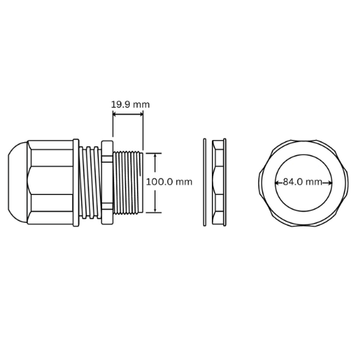 Cable Gland, Brass Nickel Plated, M100, min 78mm - max 84mm