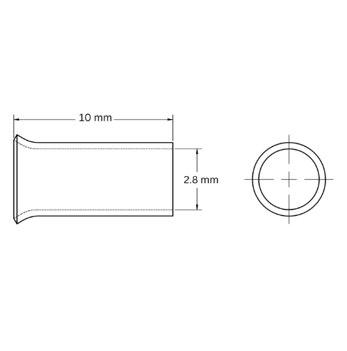 Bootlace Ferrule Uninsulated Single, 10mm2, 4mm Barrel