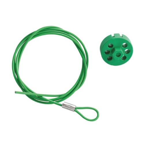 Wheel Type Cable Lockout, 6 Locking points 4mm x 2m, Green