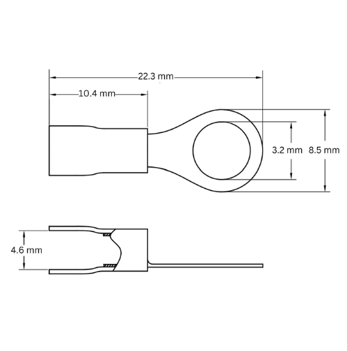 Ring Terminal TPE Insulated, 1.5-2.5mm2, M4 (Small), Blue