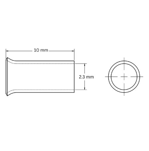 Bootlace Ferrule Uninsulated Single, 2.5mm2, 10mm Barrel