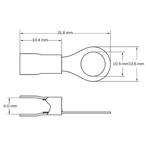 Ring Terminal TPE Insulated, 0.5-1.5mm2, M10, Red