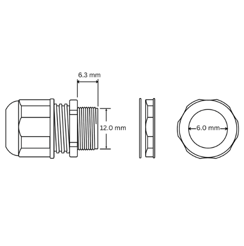 Cable Gland, Brass Nickel Plated, M12, min 3mm - max 6mm