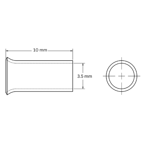 Bootlace Ferrule Uninsulated Single, 6mm2, 10mm Barrel