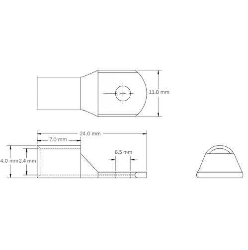 Copper Lug Tinned Straight Barrel, 2.5mm2 M8