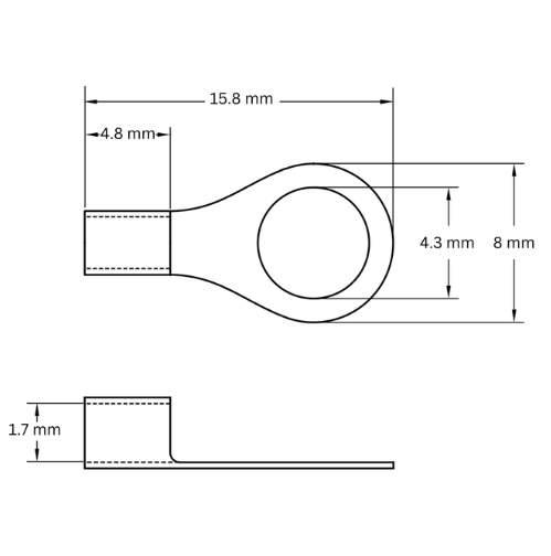 Ring Terminal Uninsulated, 0.5-1.5mm2, M4 (Large)