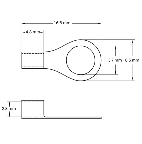 Ring Terminal Uninsulated, 1.5-2.5mm2, M3 (Large)