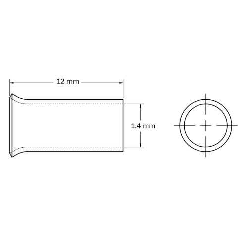 Bootlace Ferrule Uninsulated Single, 1mm2, 12mm Barrel