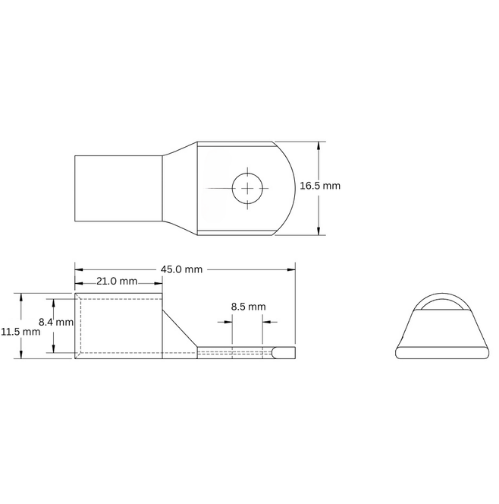 Copper Lug Tinned Straight Barrel, 35mm2 M8