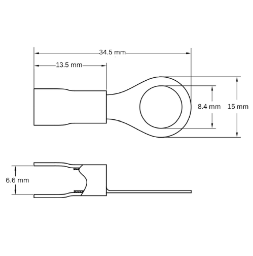 Ring Terminal TPE Insulated, 4-6mm2, M8, Yellow