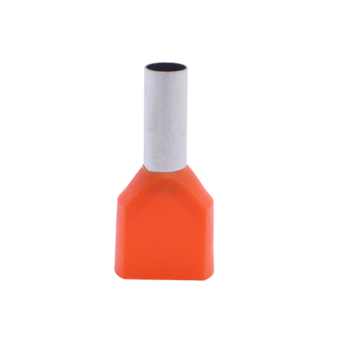 Bootlace Ferrule Insulated Twin, 4mm2, 18mm Barrel, Orange