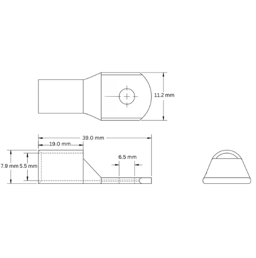 Copper Lug Tinned Straight Barrel, 16mm2 M56
