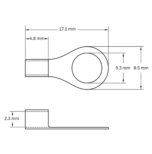 Ring Terminal Uninsulated, 1.5-2.5mm2, M5 (Large)