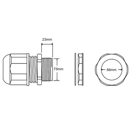 Cable Gland, Brass Nickel Plated, M75, min 50mm - max 66mm