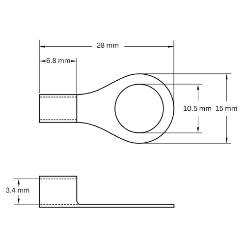 Ring Terminal Uninsulated, 4-6mm2, M10