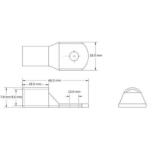 Copper Lug Tinned Straight Barrel, 16mm2 M12