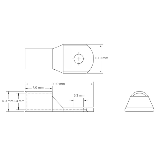 Copper Lug Tinned Straight Barrel, 2.5mm2 M5