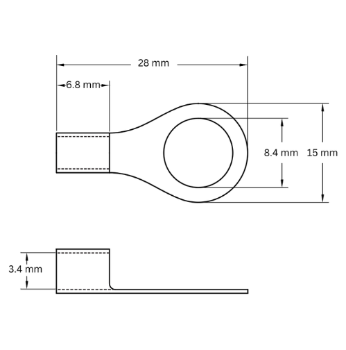 Ring Terminal Uninsulated, 4-6mm2, M8