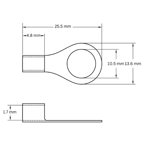 Ring Terminal Uninsulated, 0.5-1.5mm2, M10