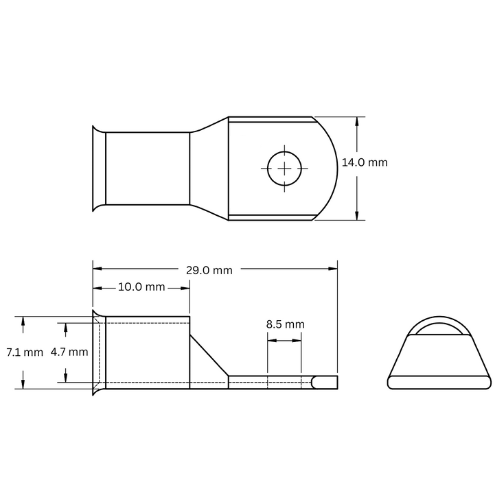 Copper Lug Tinned Bell Mouth, 10mm2, M8