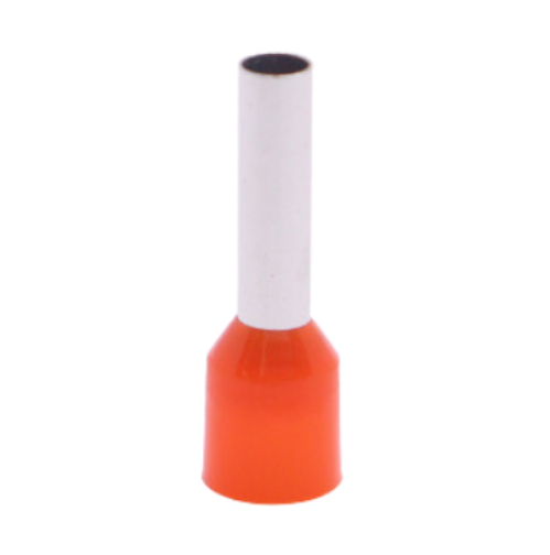 Bootlace Ferrule Insulated Single, 4mm2, 25mm Barrel, Orange