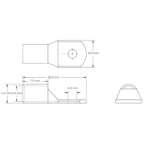 Copper Lug Tinned Straight Barrel, 2.5mm2 M4