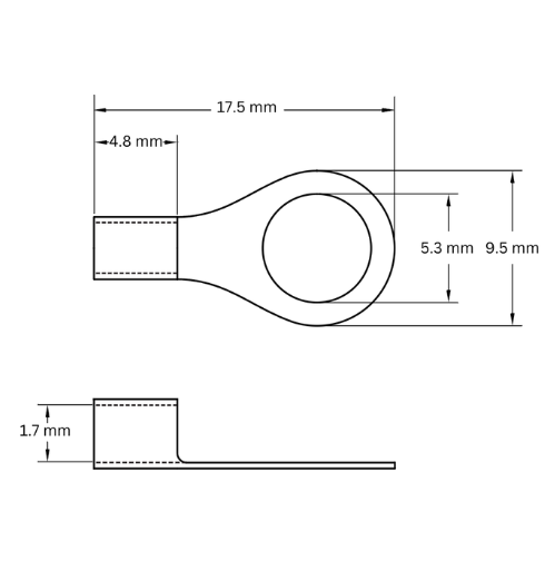 Ring Terminal Uninsulated, 0.5-1.5mm2, M5 (Large)