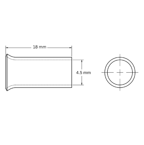 Bootlace Ferrule Uninsulated Single, 10mm2, 18mm Barrel